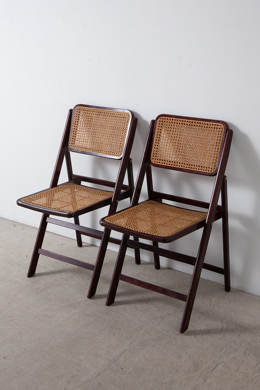 Vintage Folding Chair by Rattan and Wood