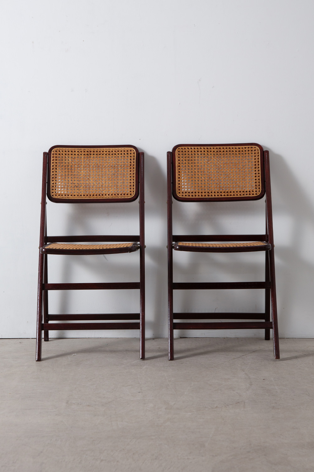 Vintage Folding Chair by Rattan and Wood