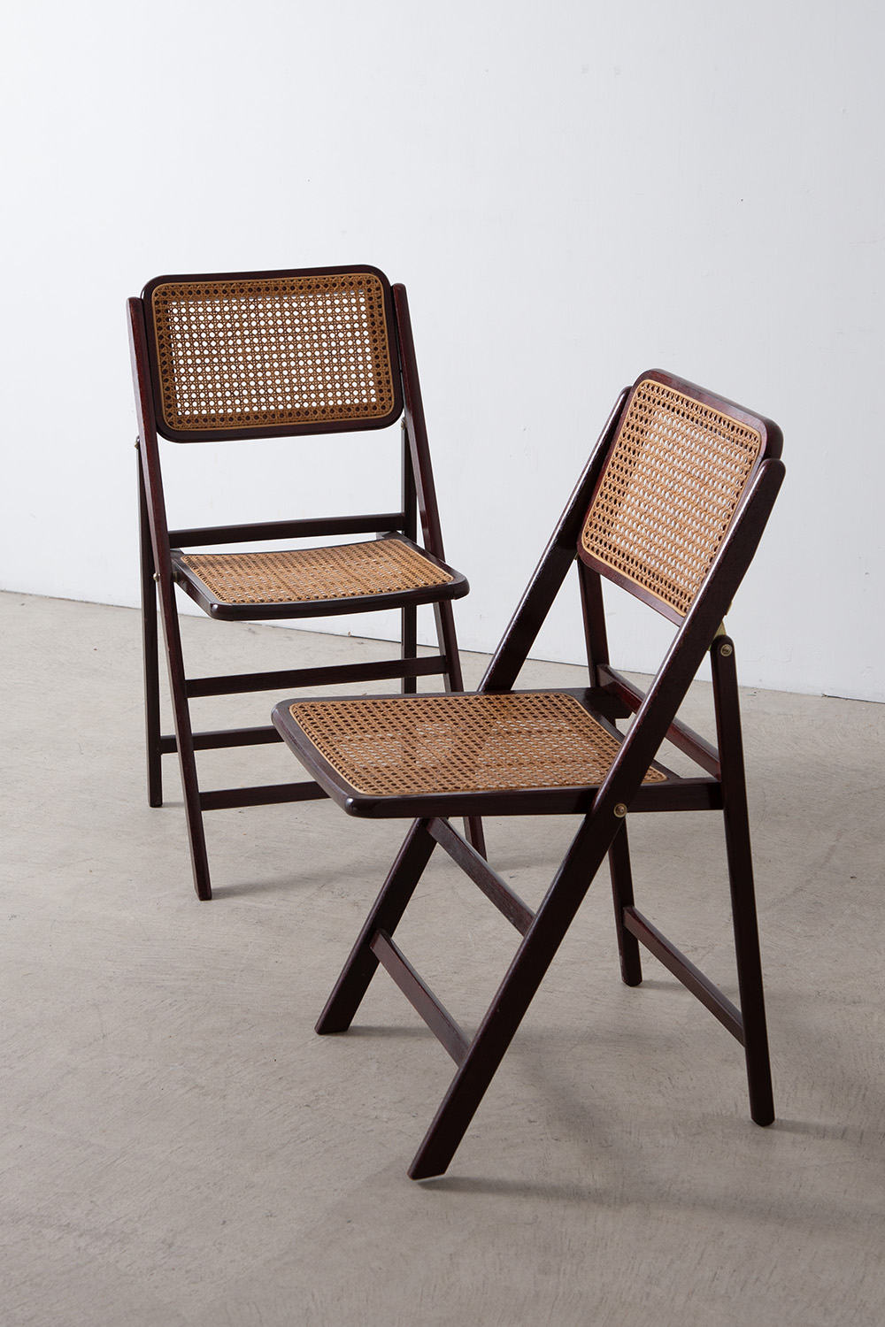 Vintage Folding Chair by Rattan and Wood