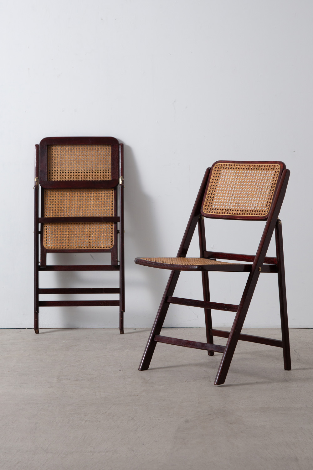 Vintage Folding Chair by Rattan and Wood