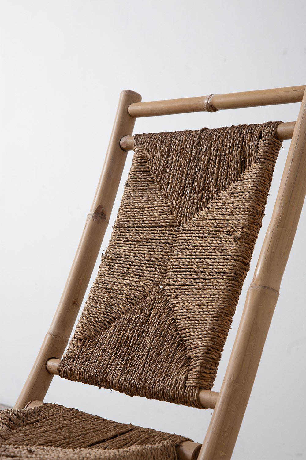 Vintage Folding Chair in Bamboo and Rope