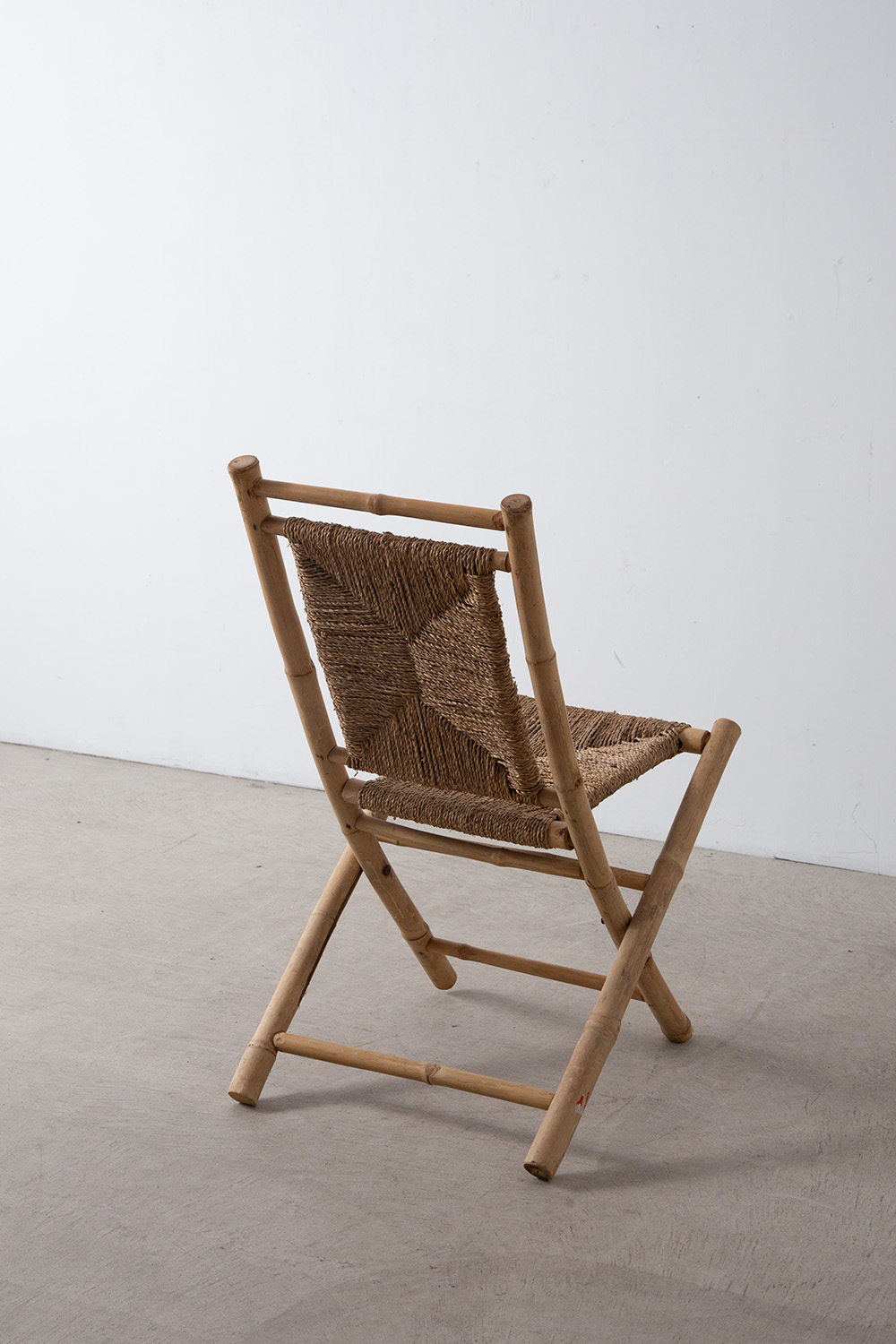 Vintage Folding Chair in Bamboo and Rope