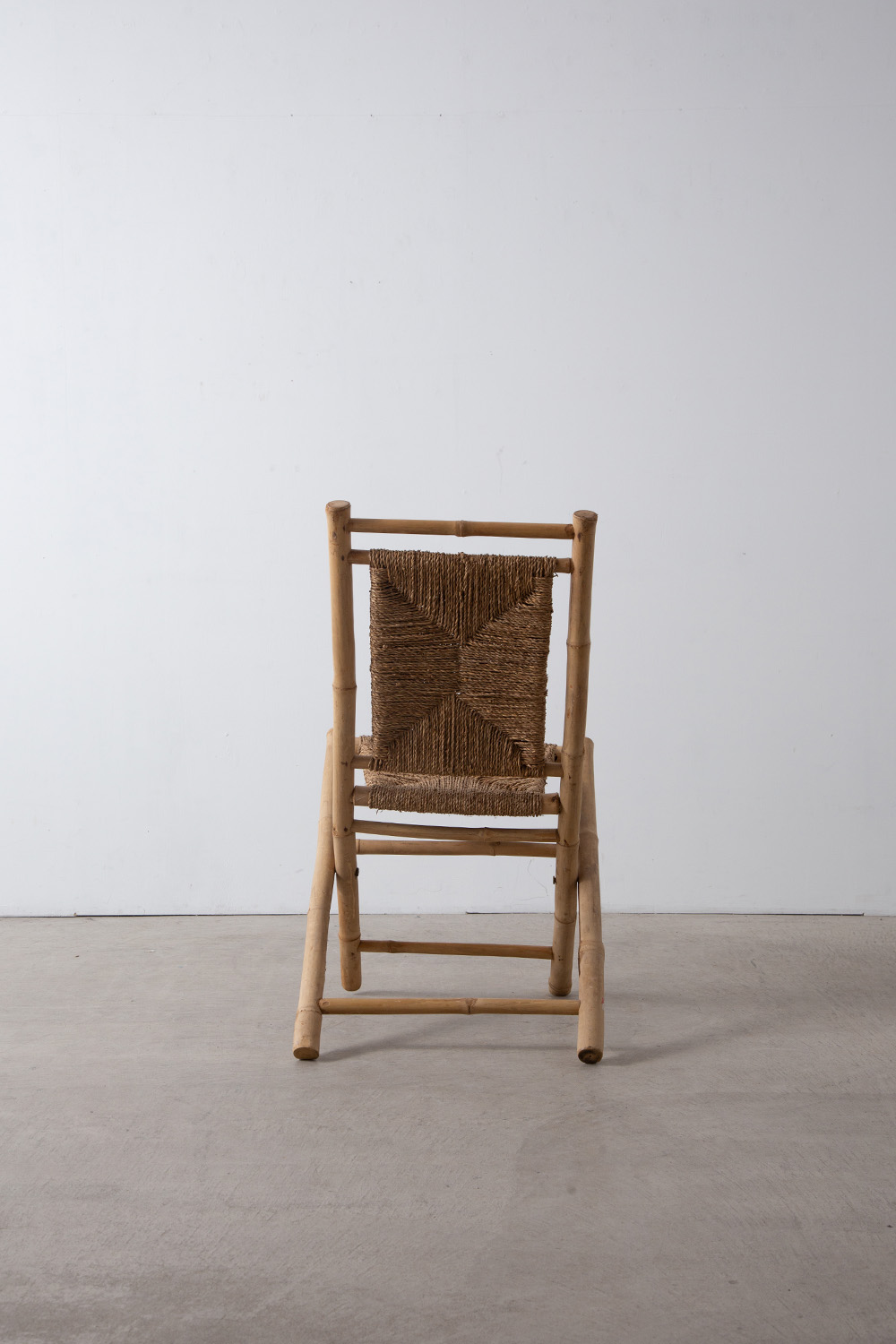 Vintage Folding Chair in Bamboo and Rope