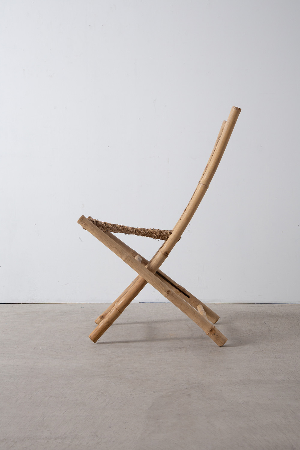 Vintage Folding Chair in Bamboo and Rope