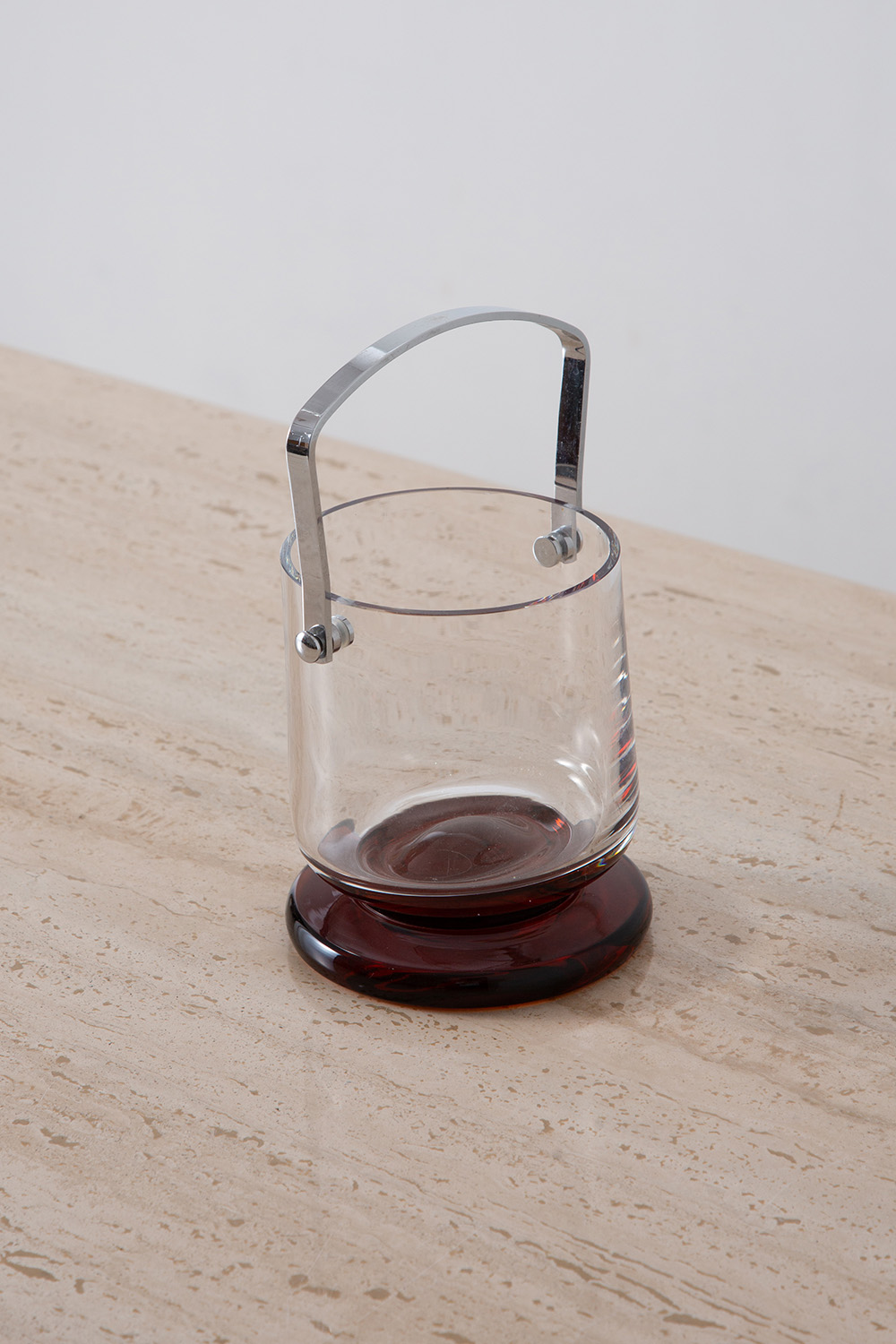 Vintage Ice Bucket in Glass and Metal