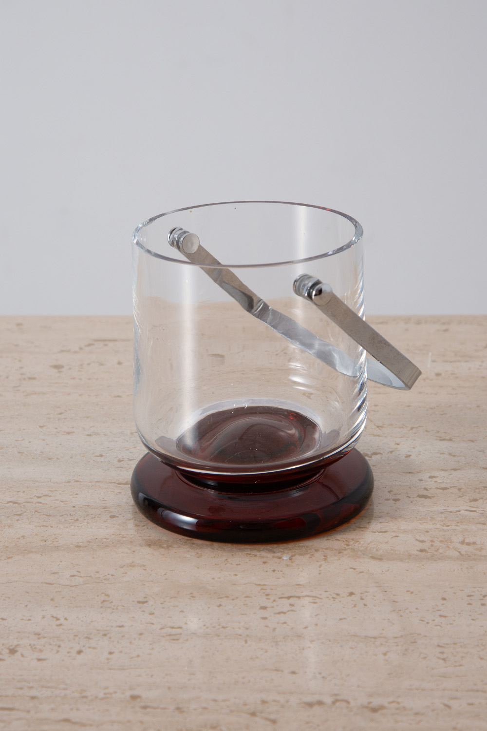 Vintage Ice Bucket in Glass and Metal