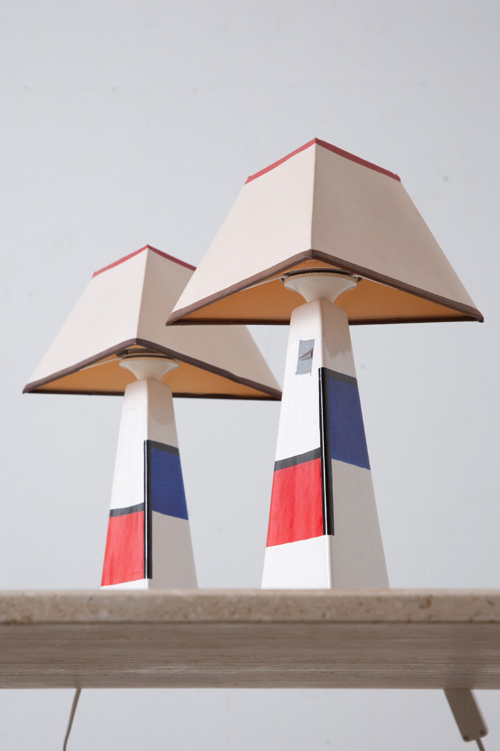 Table Lamp in Red and Blue