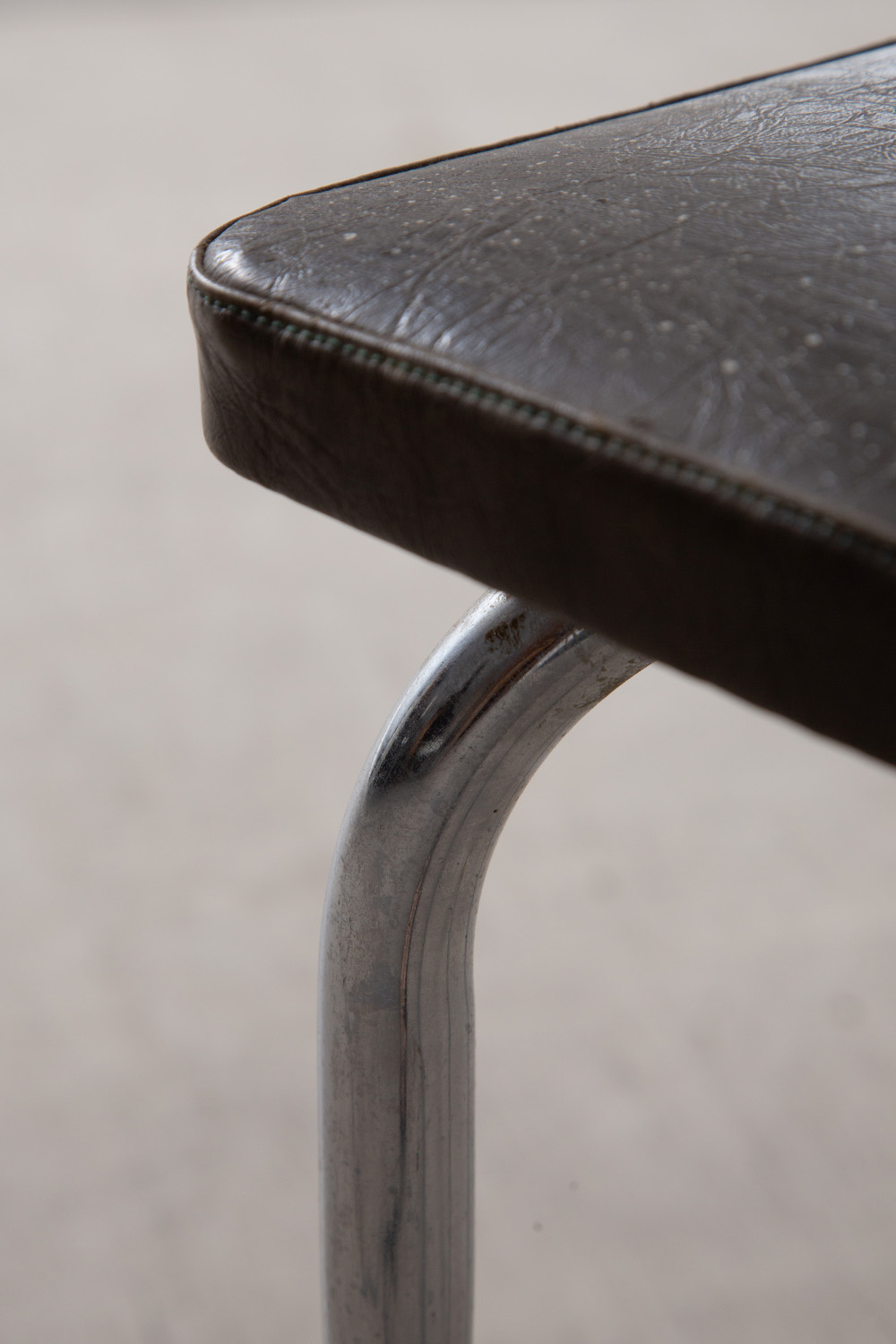 Vintage Stool in Leather and Chrome