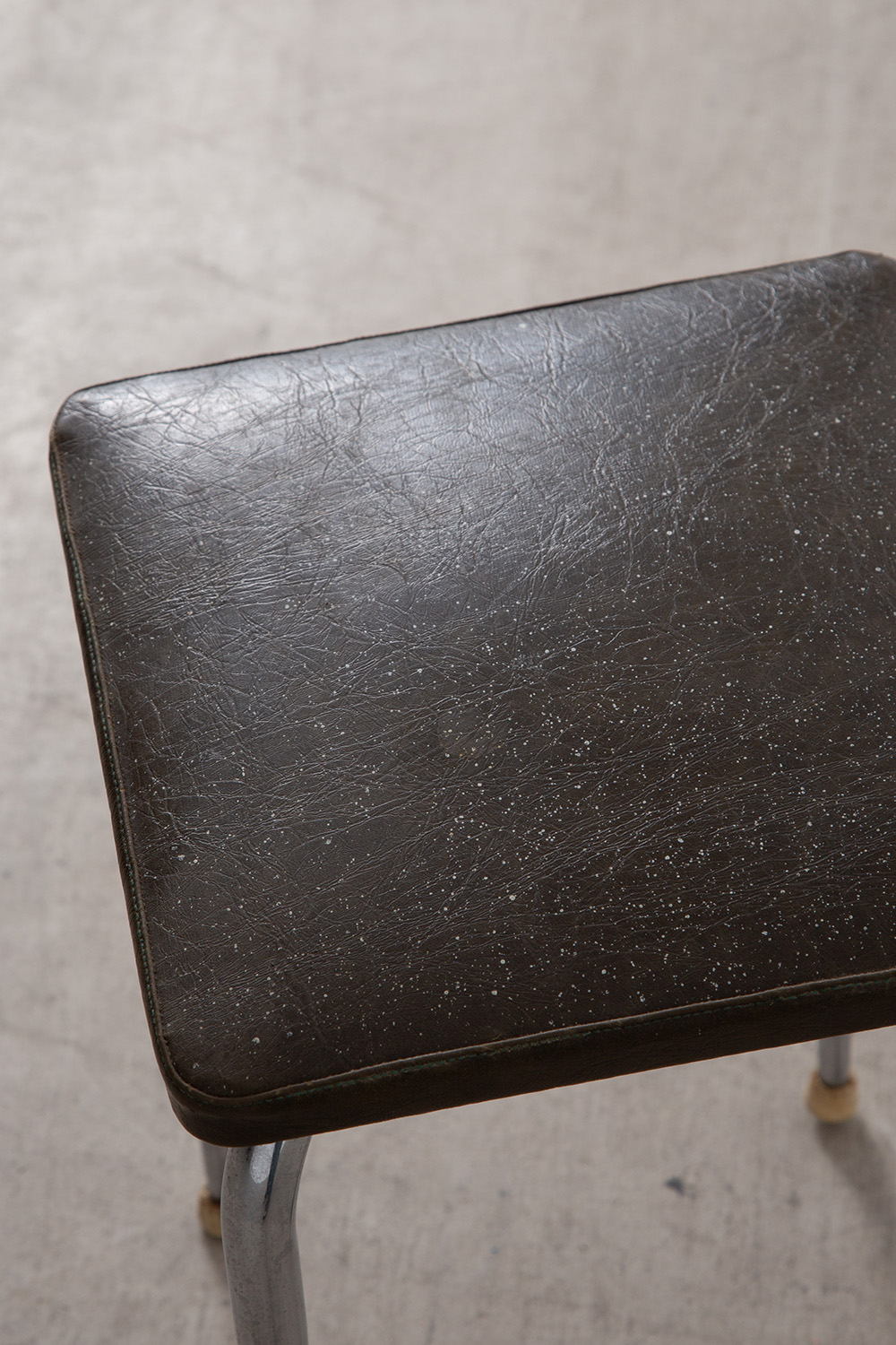 Vintage Stool in Leather and Chrome