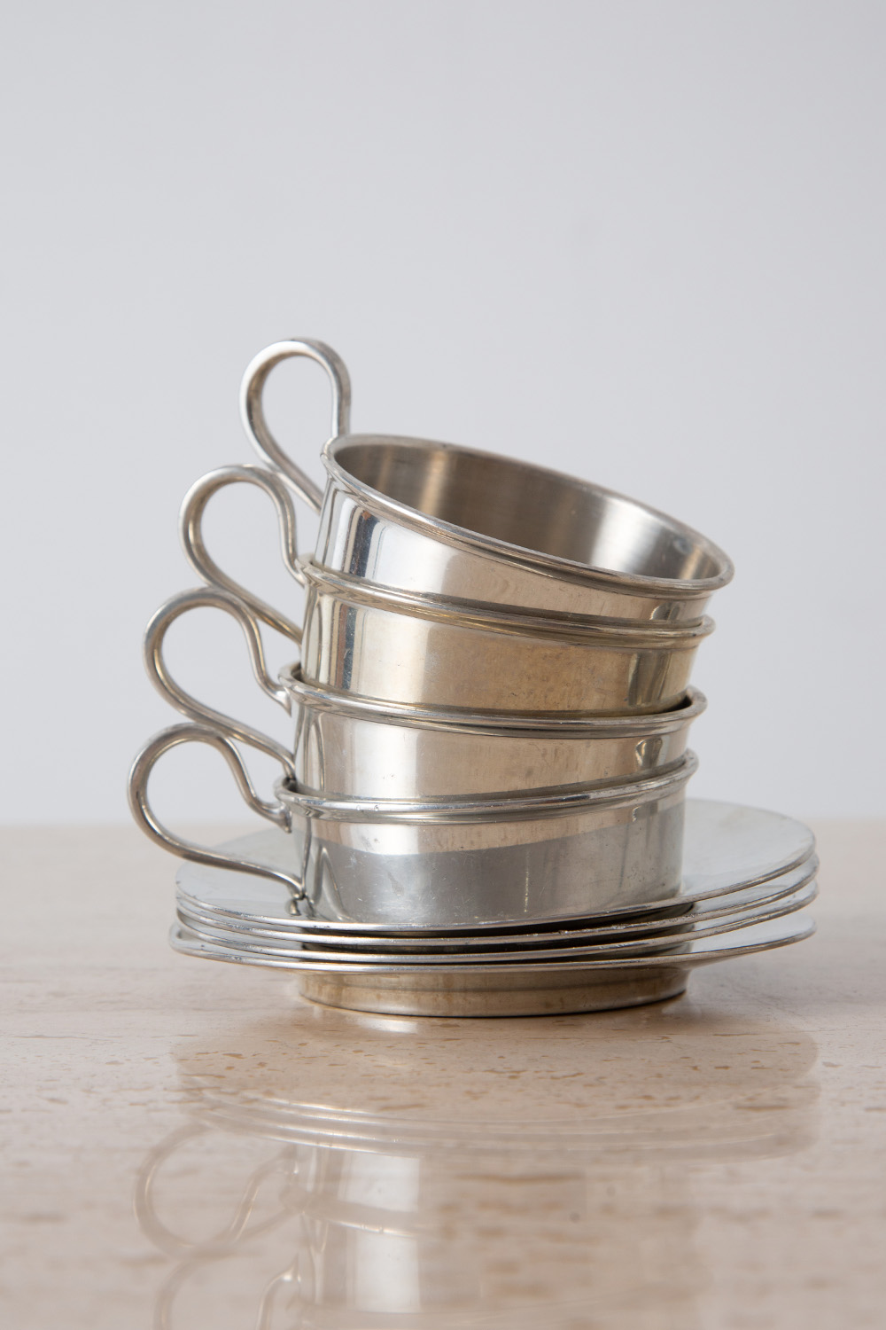 Vintage Cup and Saucer in Ceramic and Metal