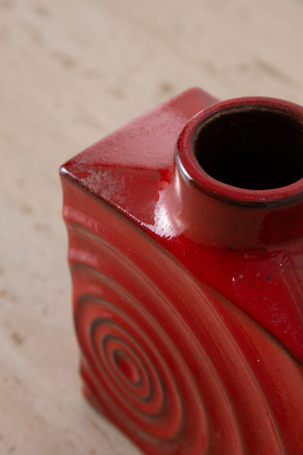 Vintage Flower Vase in Ceramic and Red