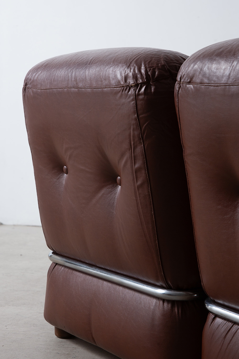 Vintage Sofa in Leather and Chrome