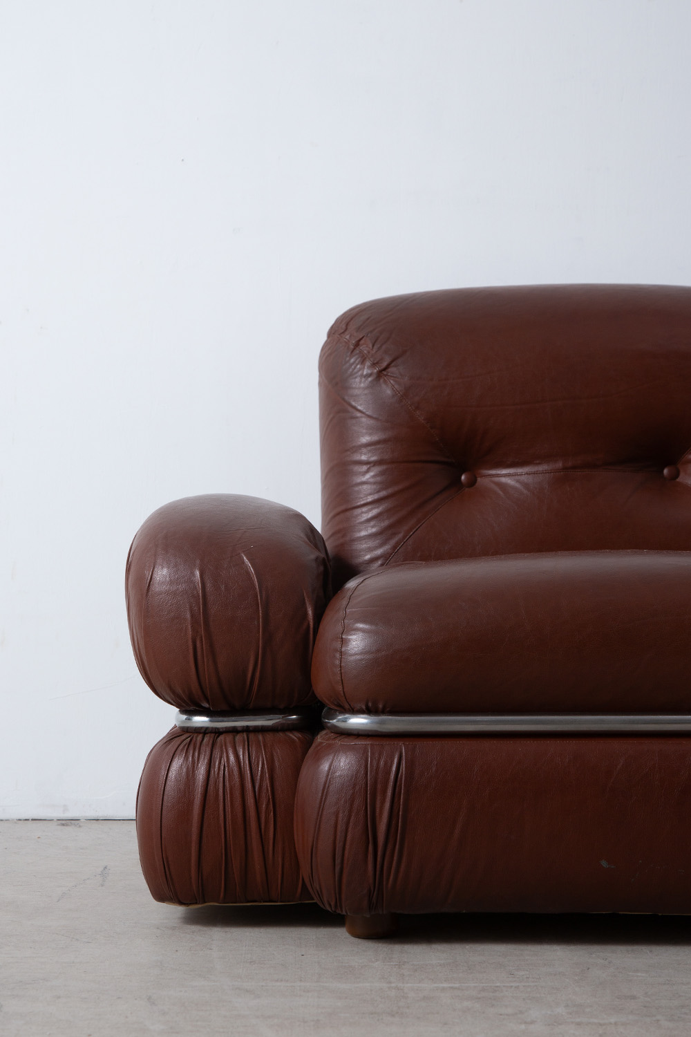 Vintage Sofa in Leather and Chrome