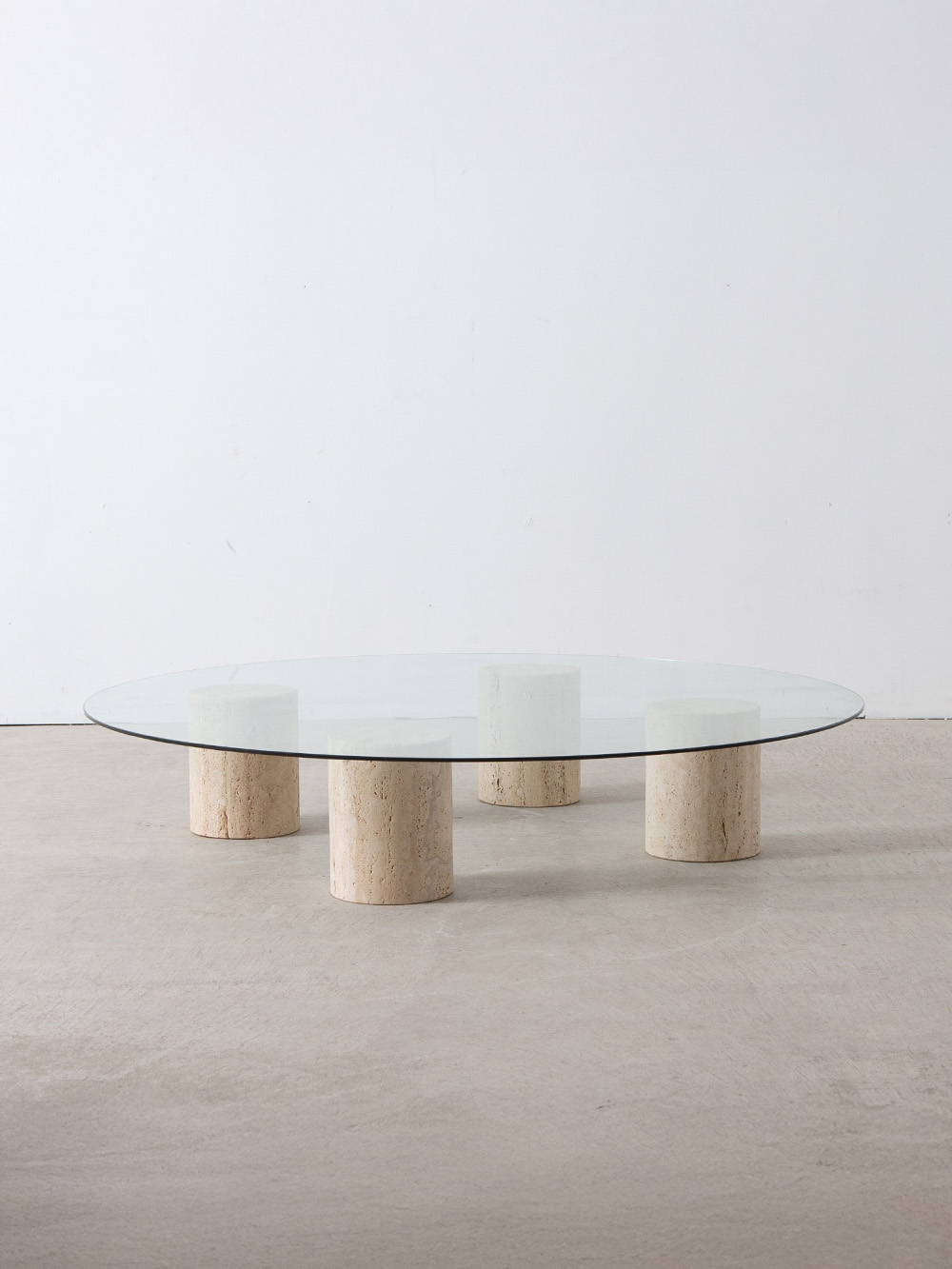 Coffee Table in Glass and Travertine