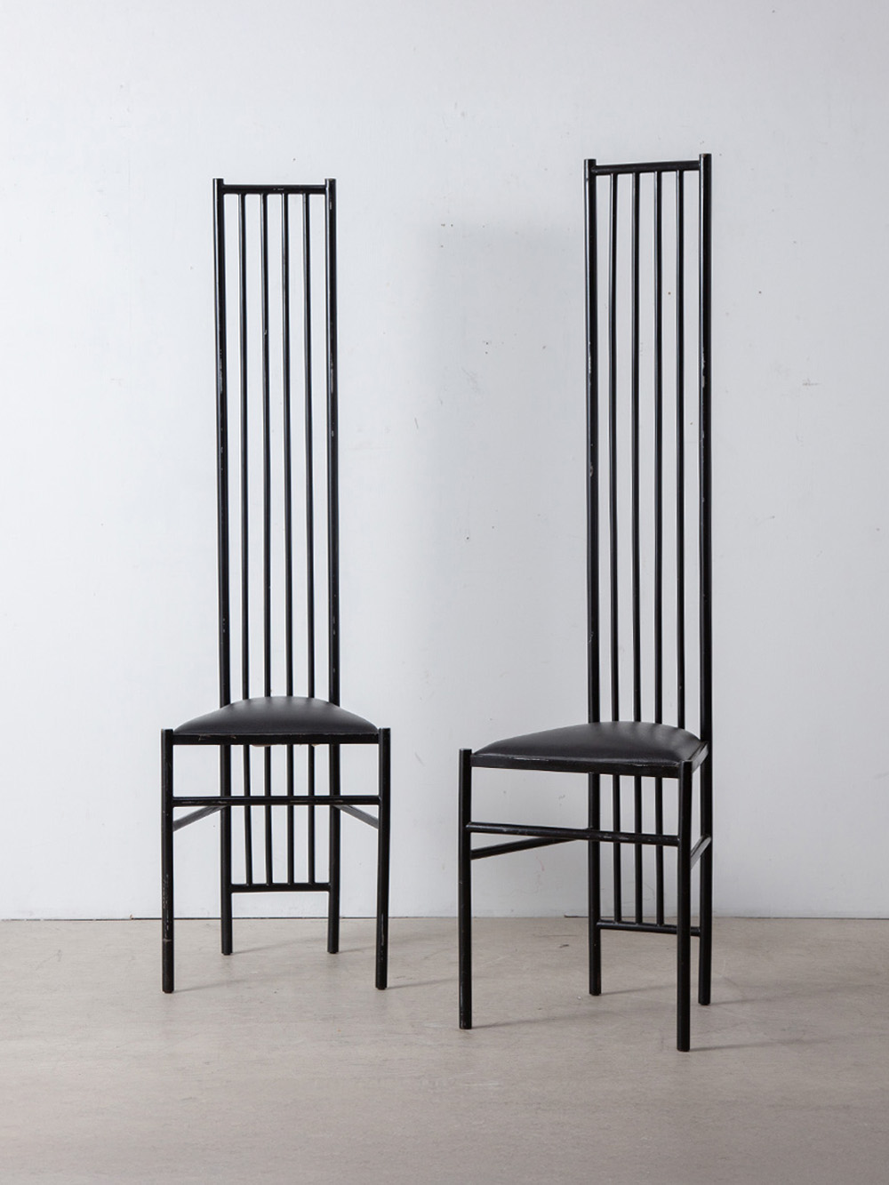 Hight Back Chair for Leopold Gest in Leather and Steel