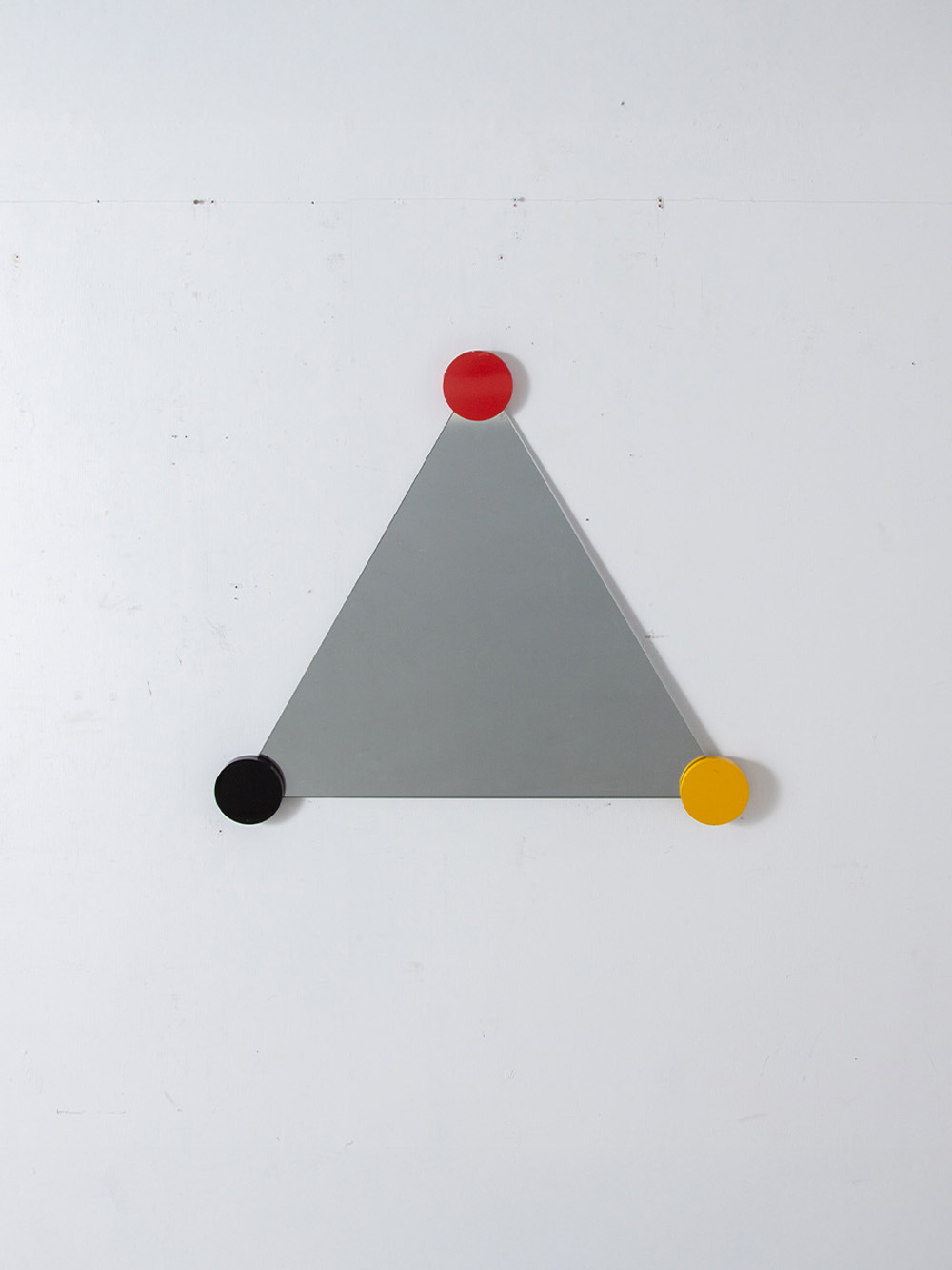 Post Modern Triangle Wall Mirror in Black , Yellow and Red