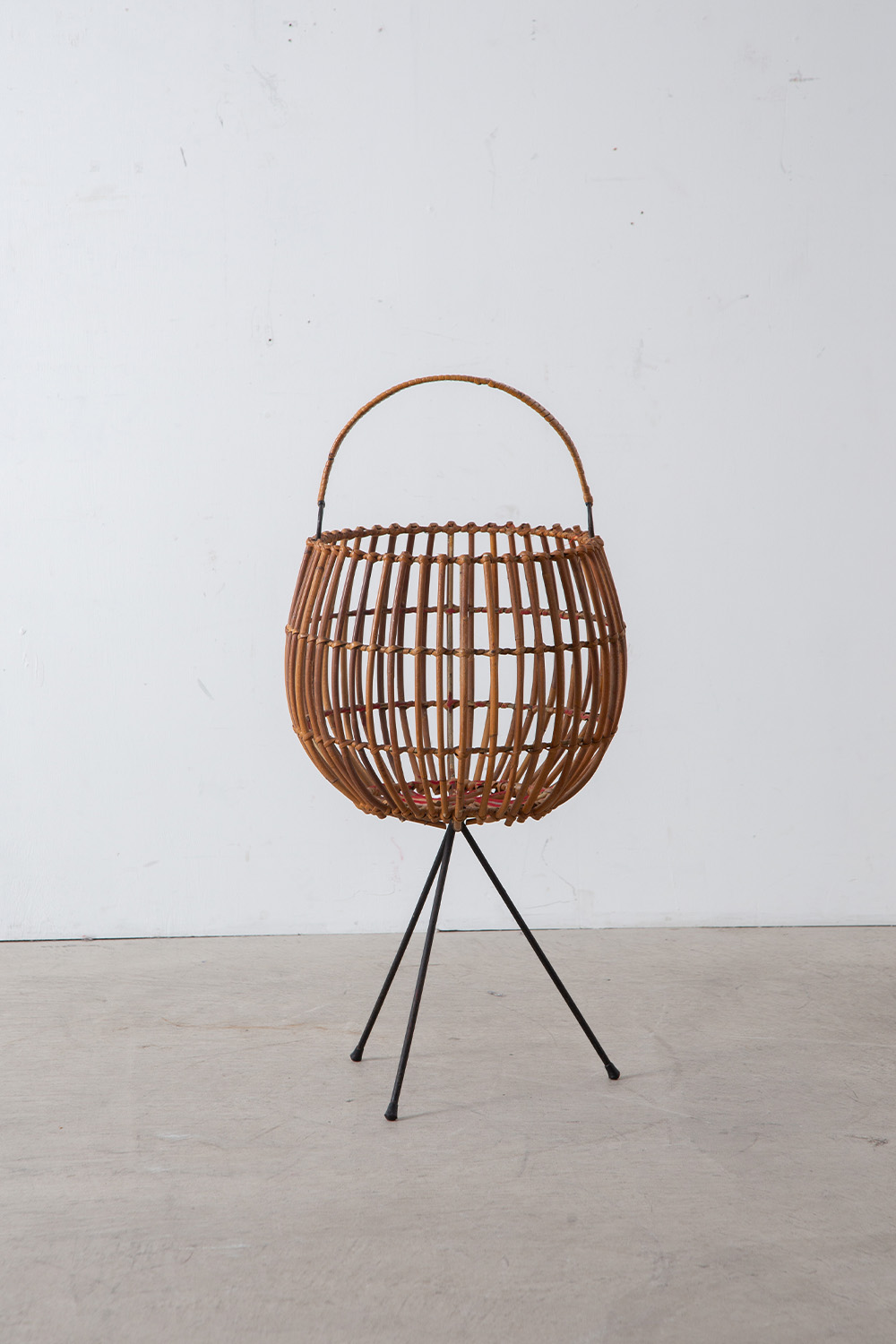 Vintage Basket in Rattan and Steel