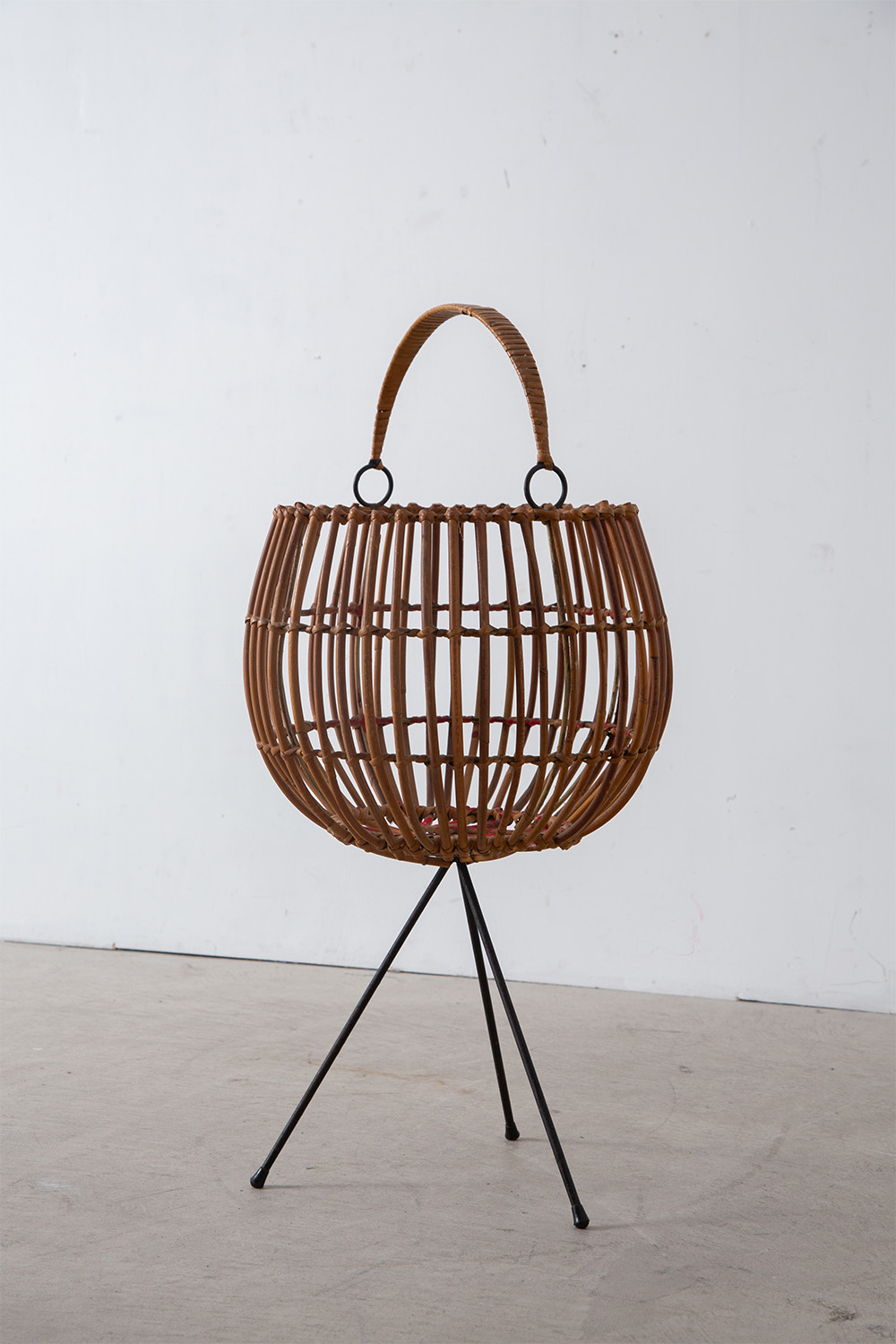 Vintage Basket in Rattan and Steel