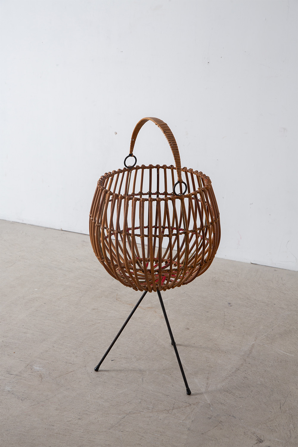 Vintage Basket in Rattan and Steel