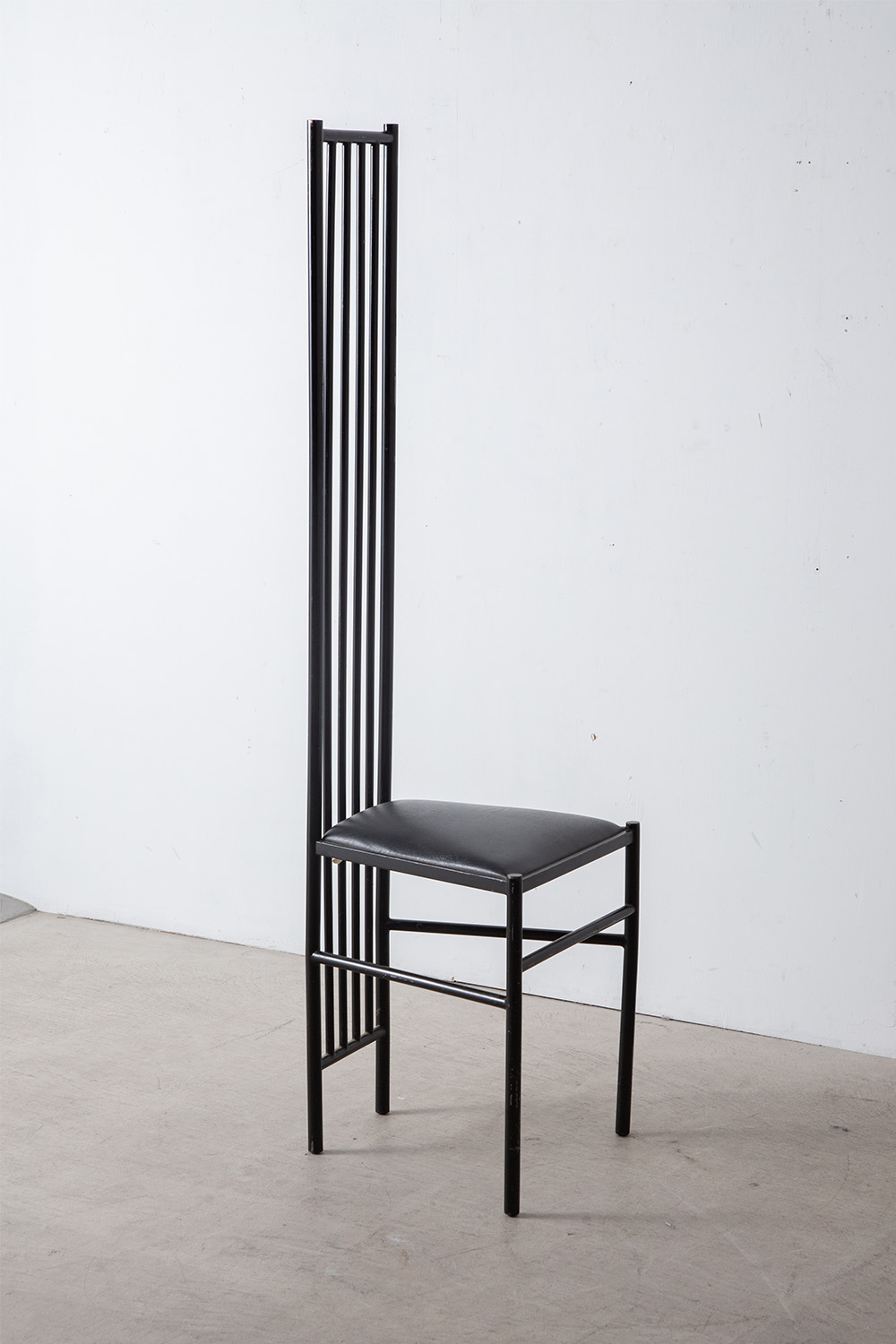 Hight Back Chair for Leopold Gest in Leather and Steel