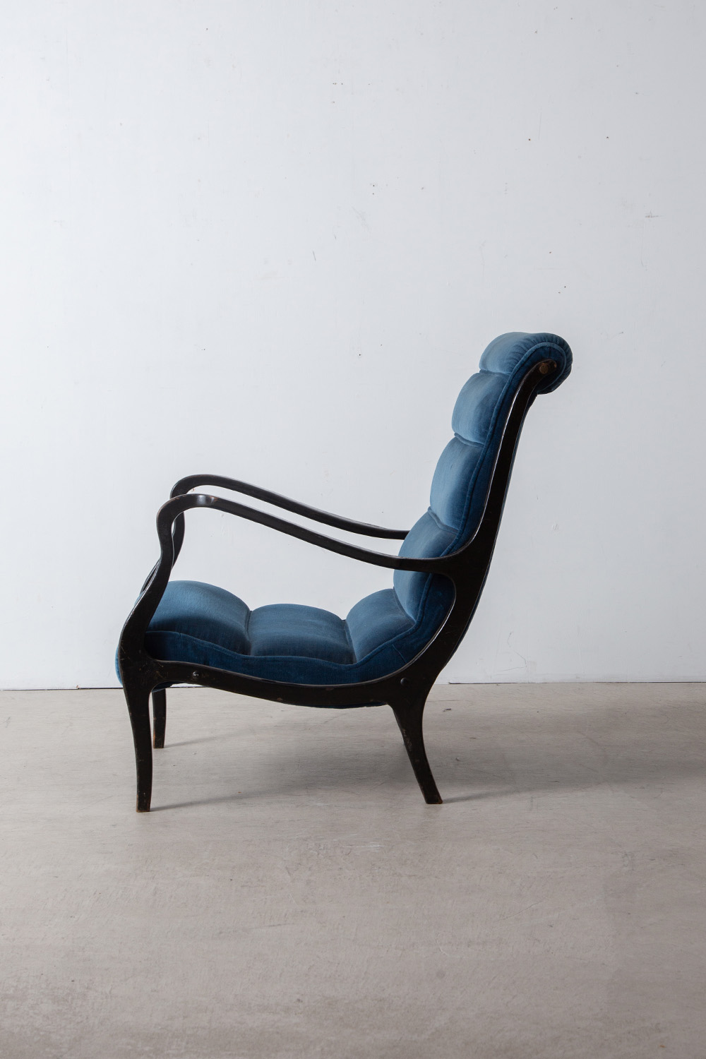 ‘Mitzi’ Chair by Ezio Longhi for Elam in Wood and Blue