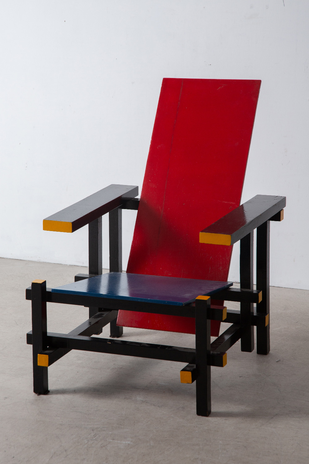 Red and Blue Chair Attribute to Gerrit Thomas Rietveld in Wood