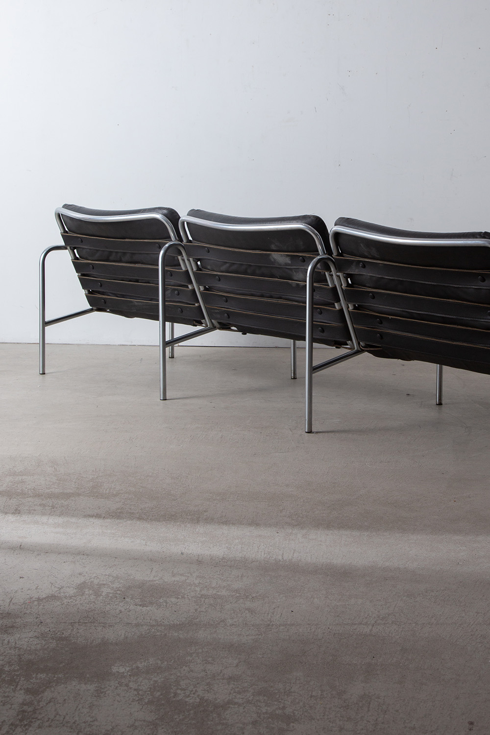 ‘Osaka’ 3 Seater Sofa by Martin Visser for Spectrum in Leather and Chrome