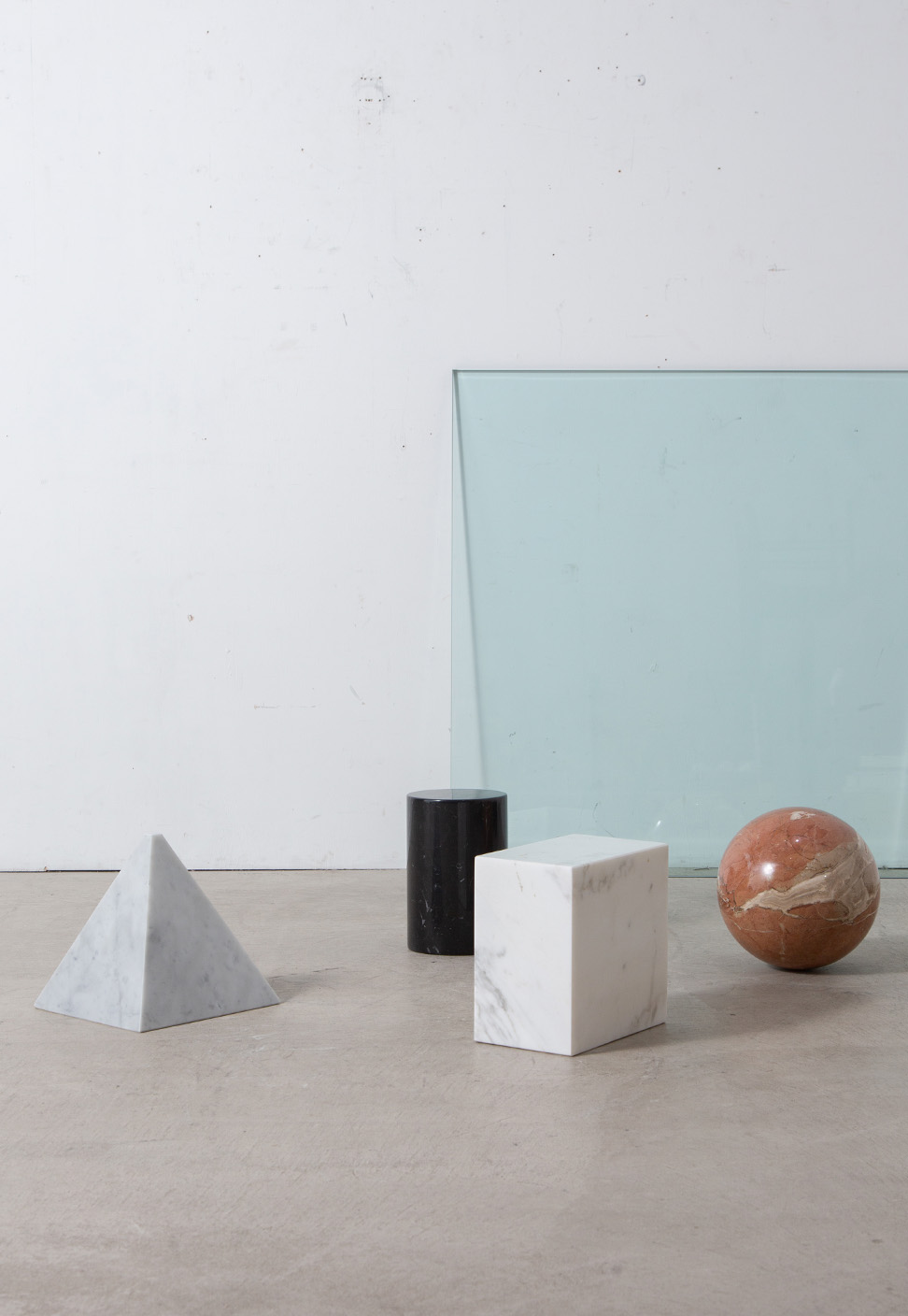 Massimo and Lella Vignelli Style Coffee Table in Glass and Marble