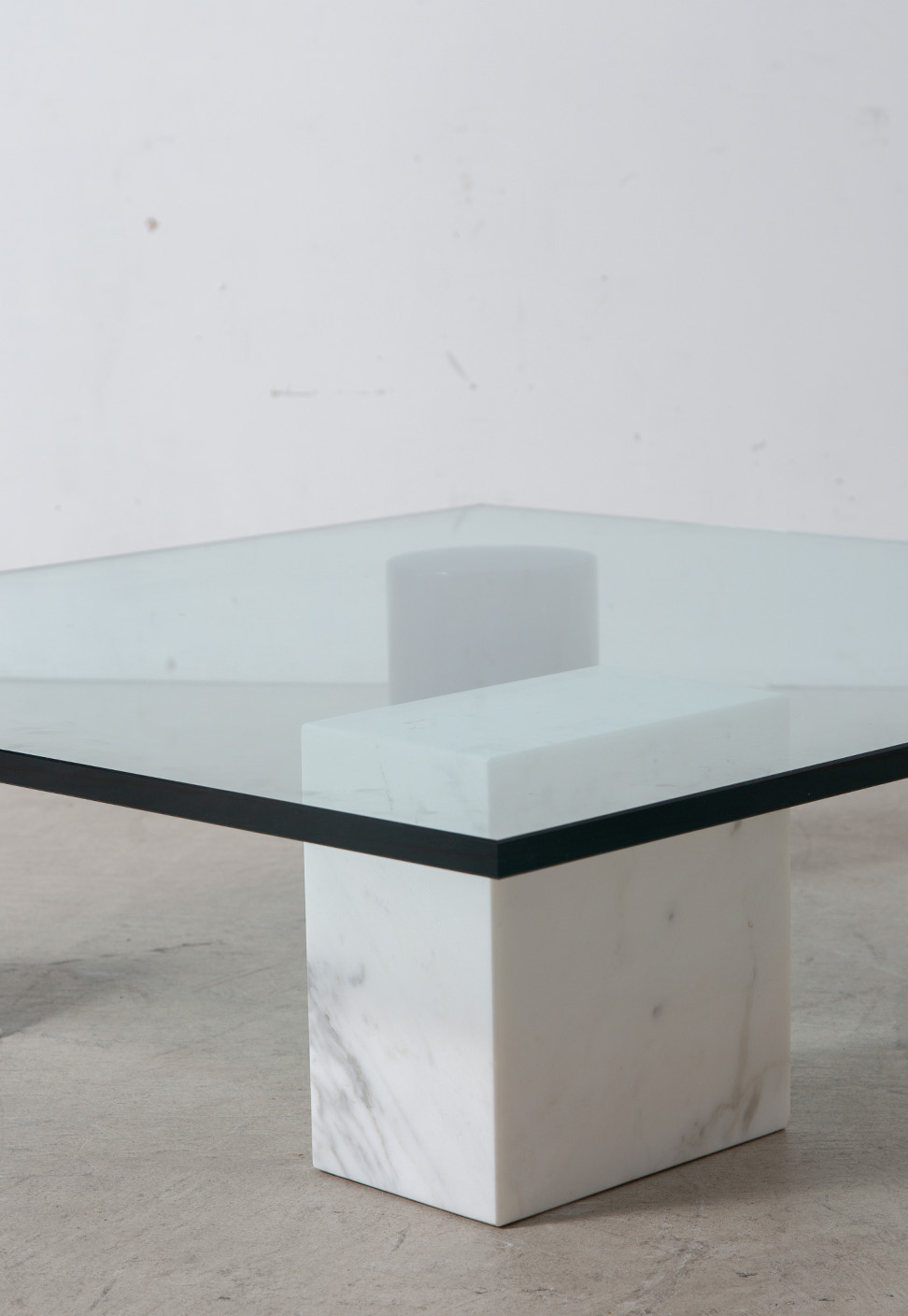 Massimo and Lella Vignelli Style Coffee Table in Glass and Marble