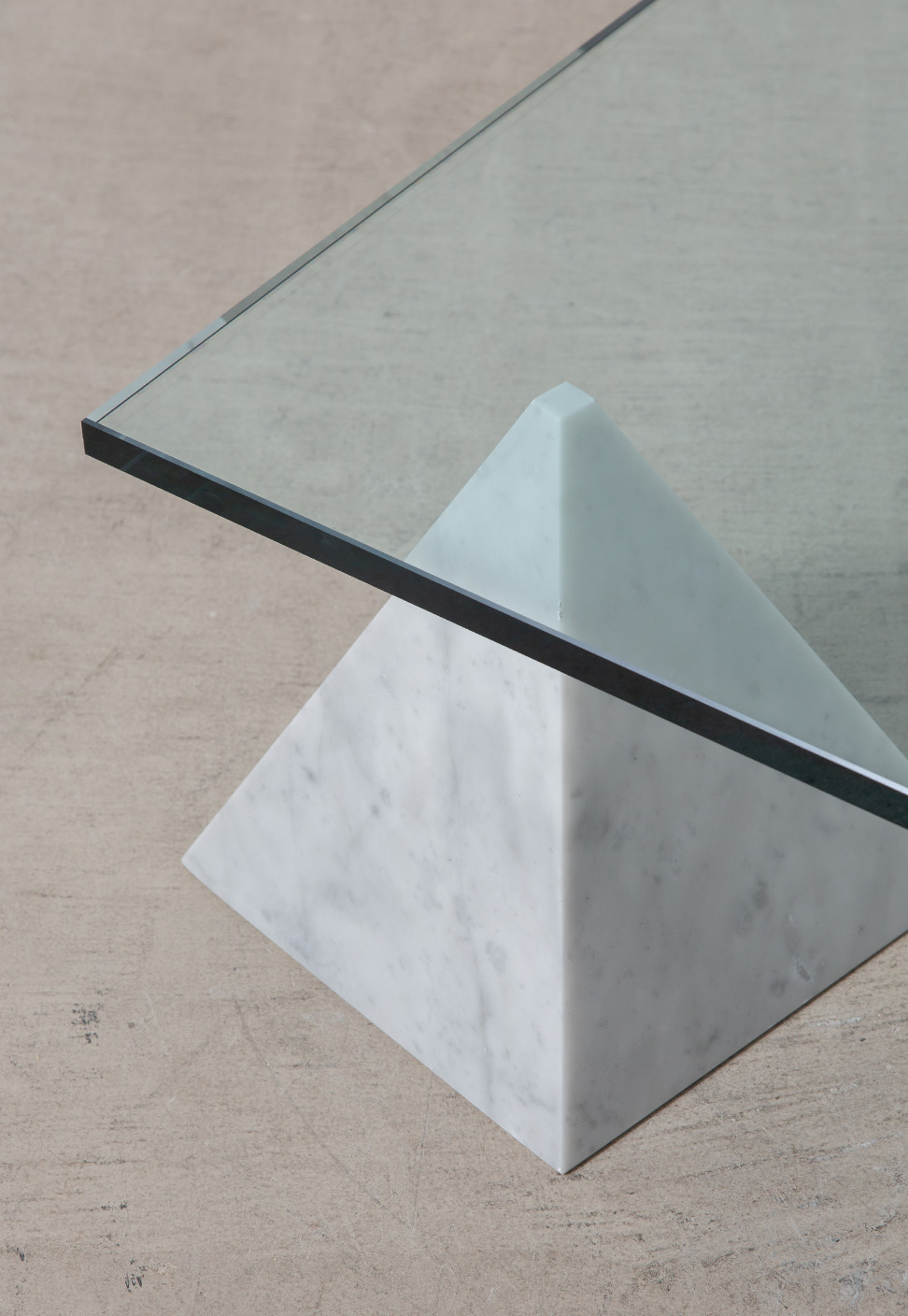 Massimo and Lella Vignelli Style Coffee Table in Glass and Marble