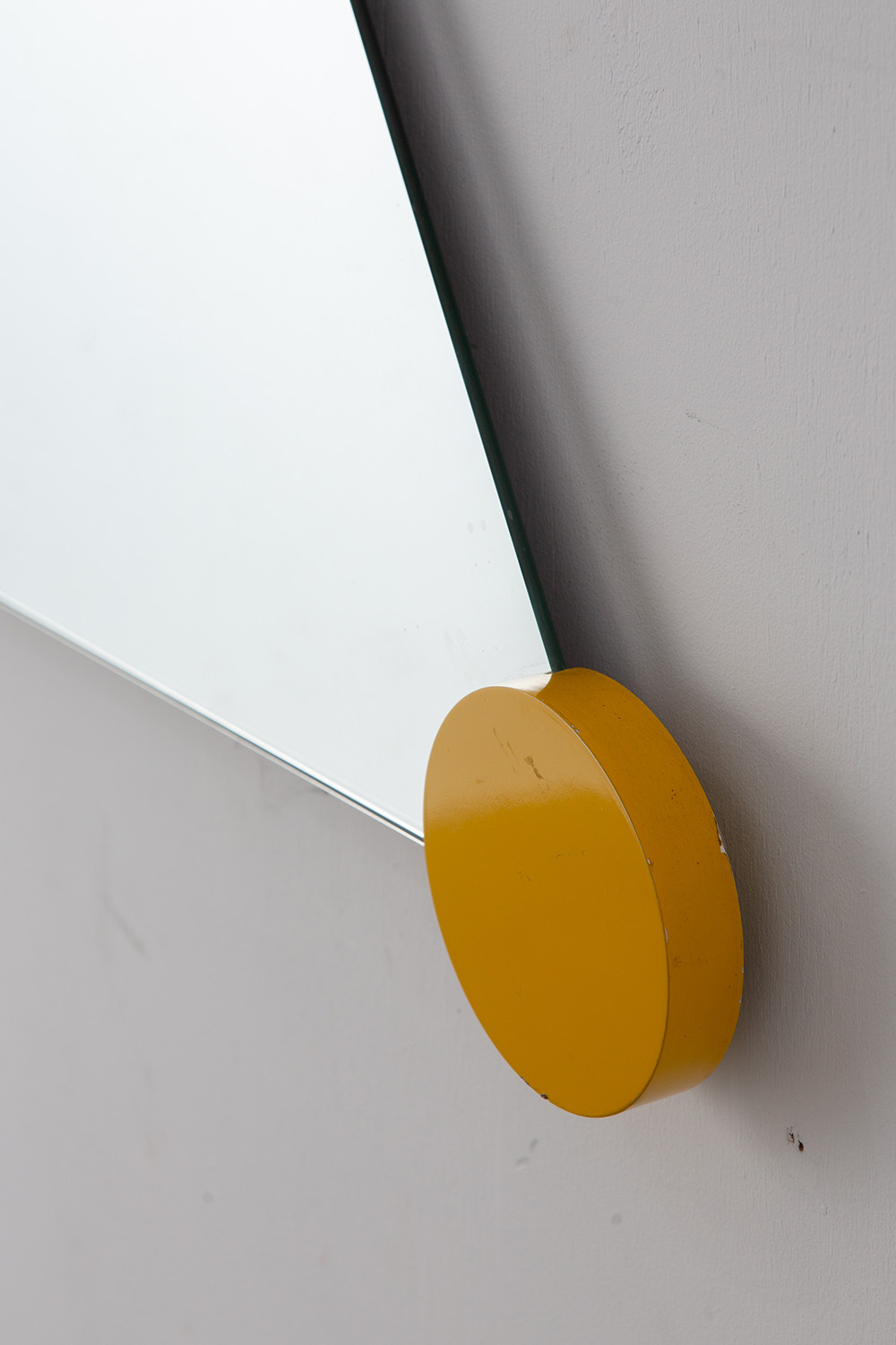 Post Modern Triangle Wall Mirror in Black , Yellow and Red