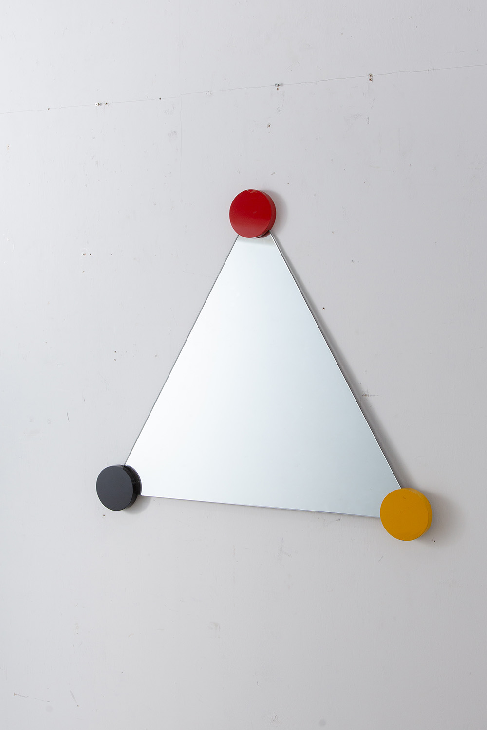 Post Modern Triangle Wall Mirror in Black , Yellow and Red