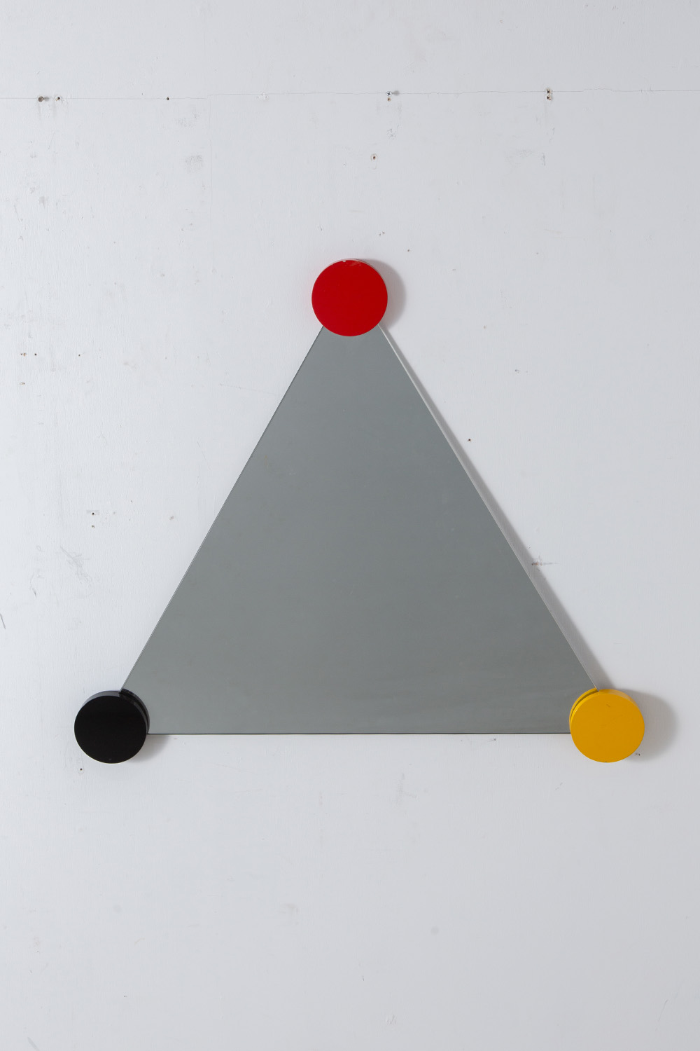 Post Modern Triangle Wall Mirror in Black , Yellow and Red