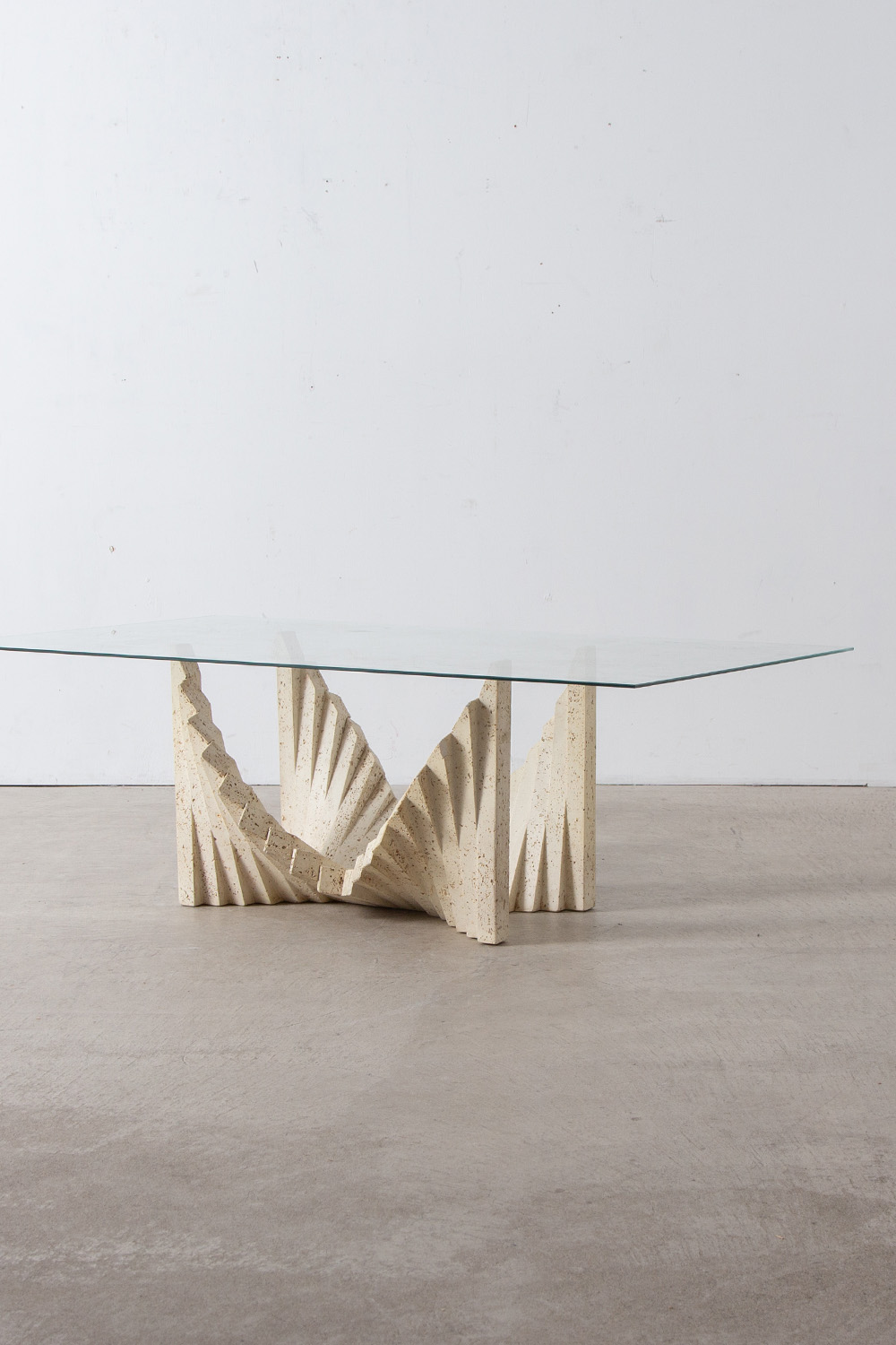 Coffee Table in Glass and Plaster