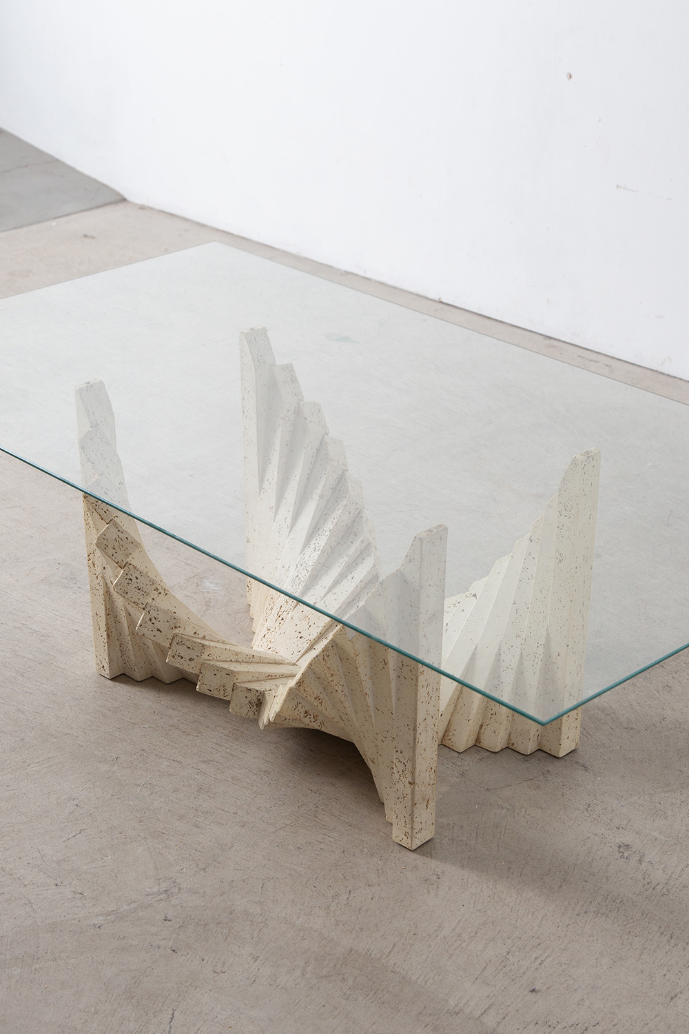 Coffee Table in Glass and Plaster