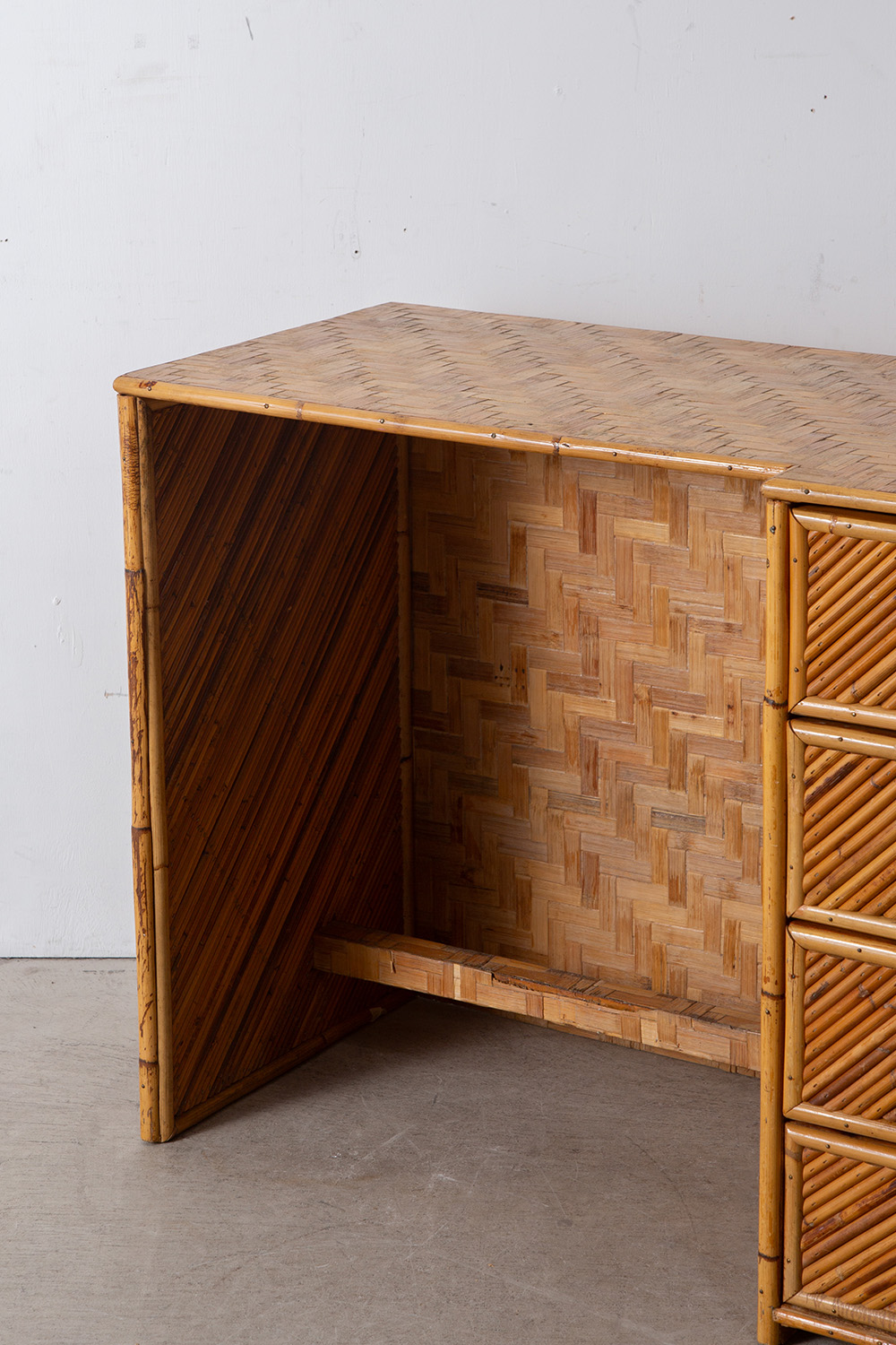 Vintage Desk in Wood and Bamboo