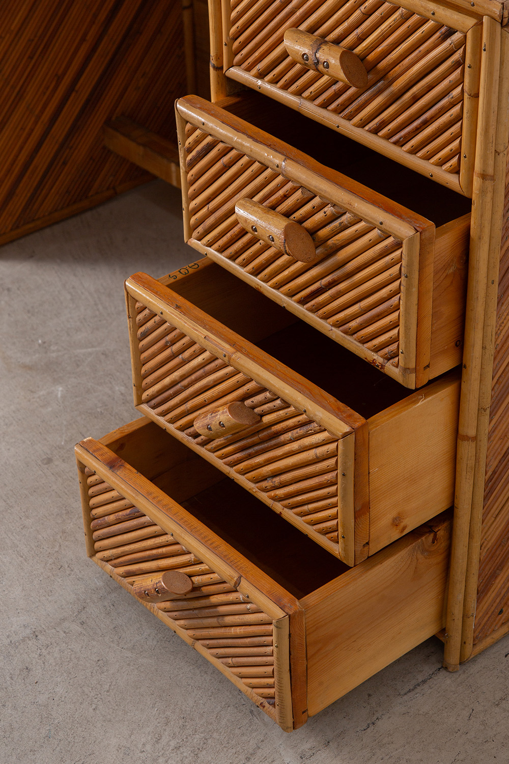 Vintage Desk in Wood and Bamboo