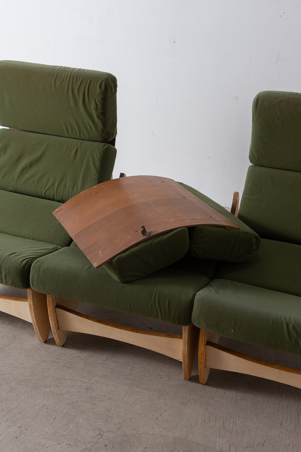 3 Sofa Set in Wood , Green and Fabric