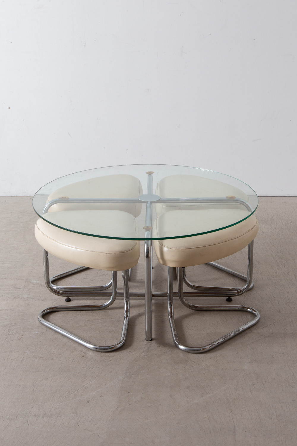 Coffee Table Set in Chrome and White