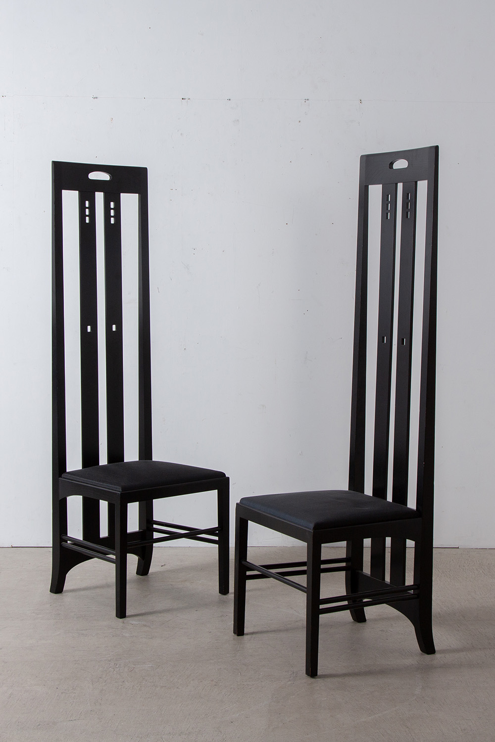 305 Ingram High Chair by Charles Rennie Makintosh for Cassina in Wood and Vinyl