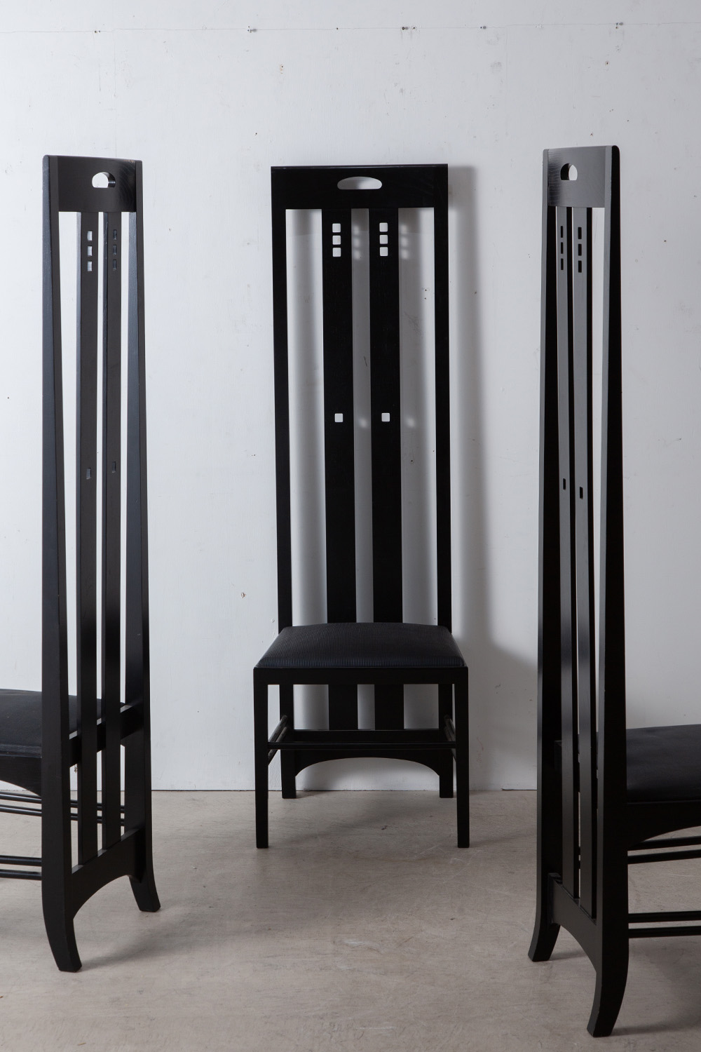 305 Ingram High Chair by Charles Rennie Makintosh for Cassina in Wood and Vinyl