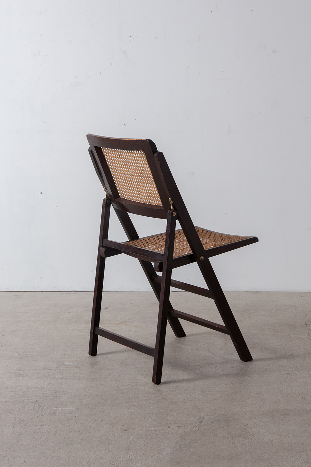 Vintage Folding Chair by Rattan and Wood