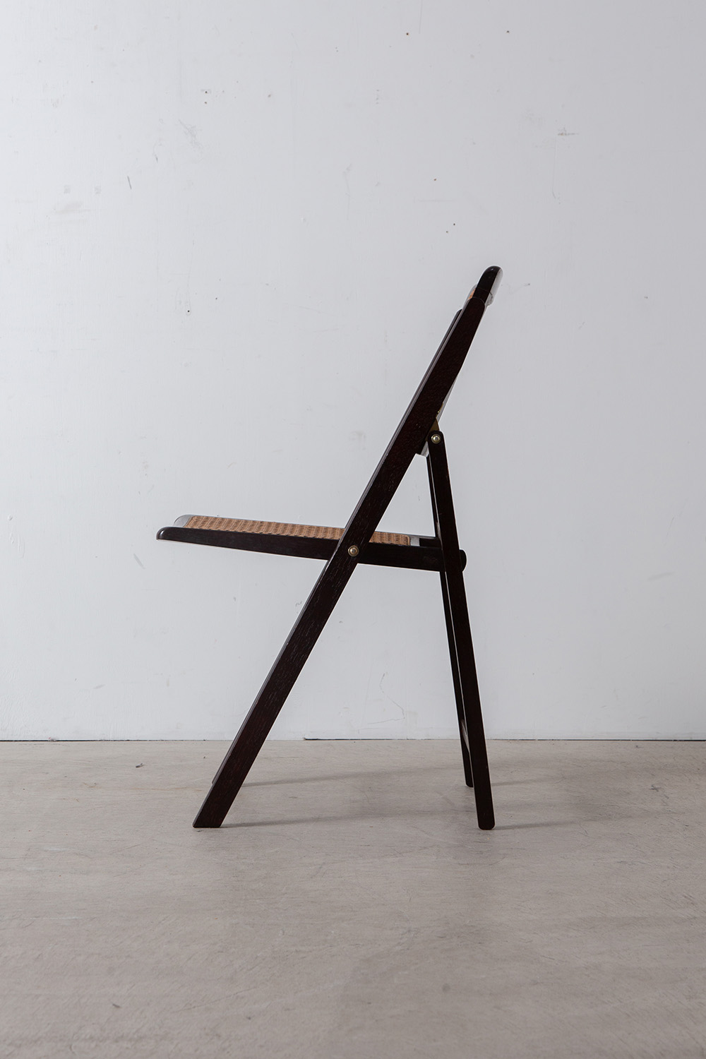 Vintage Folding Chair by Rattan and Wood