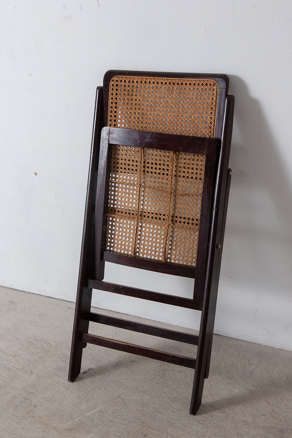 Vintage Folding Chair by Rattan and Wood