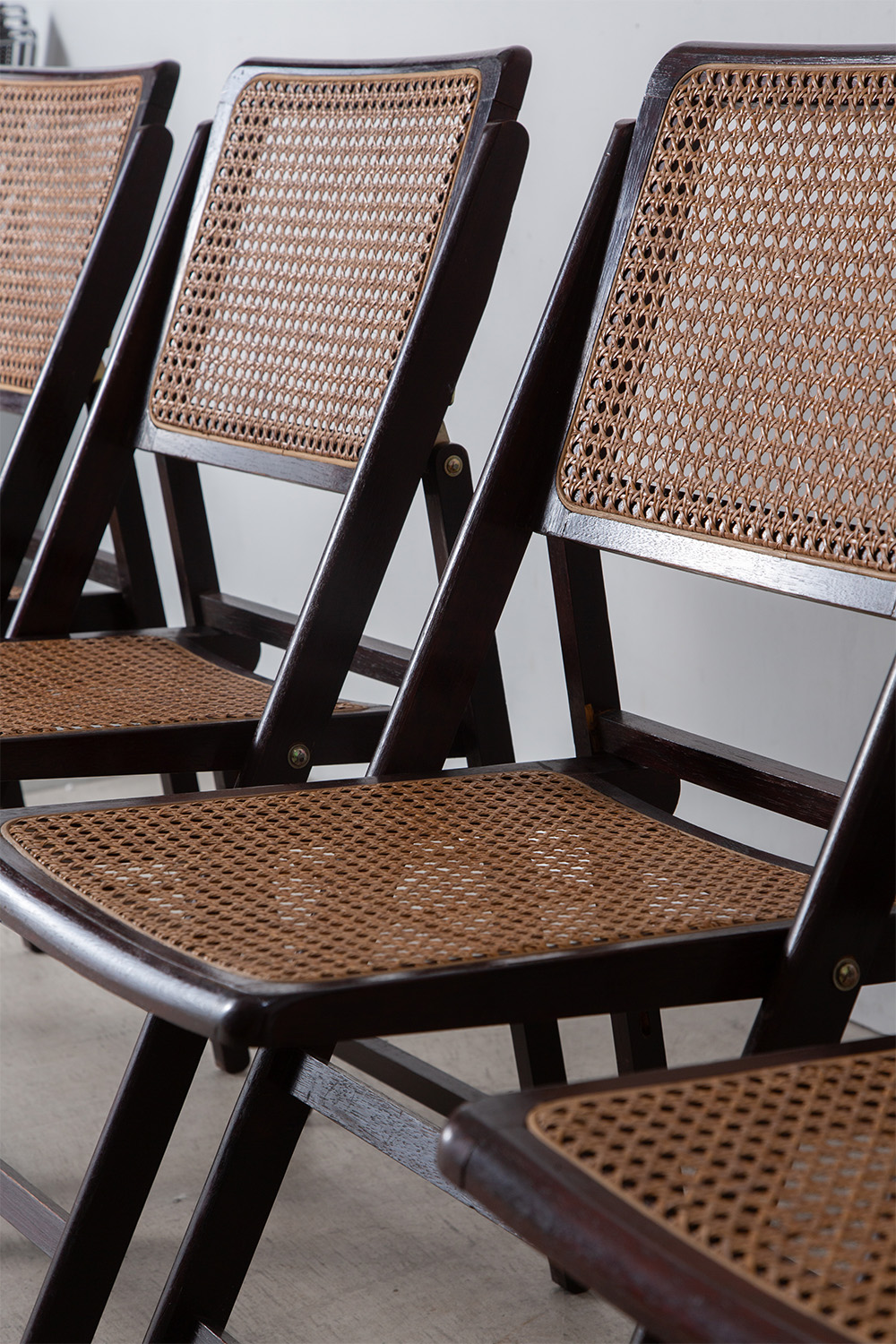 Vintage Folding Chair by Rattan and Wood