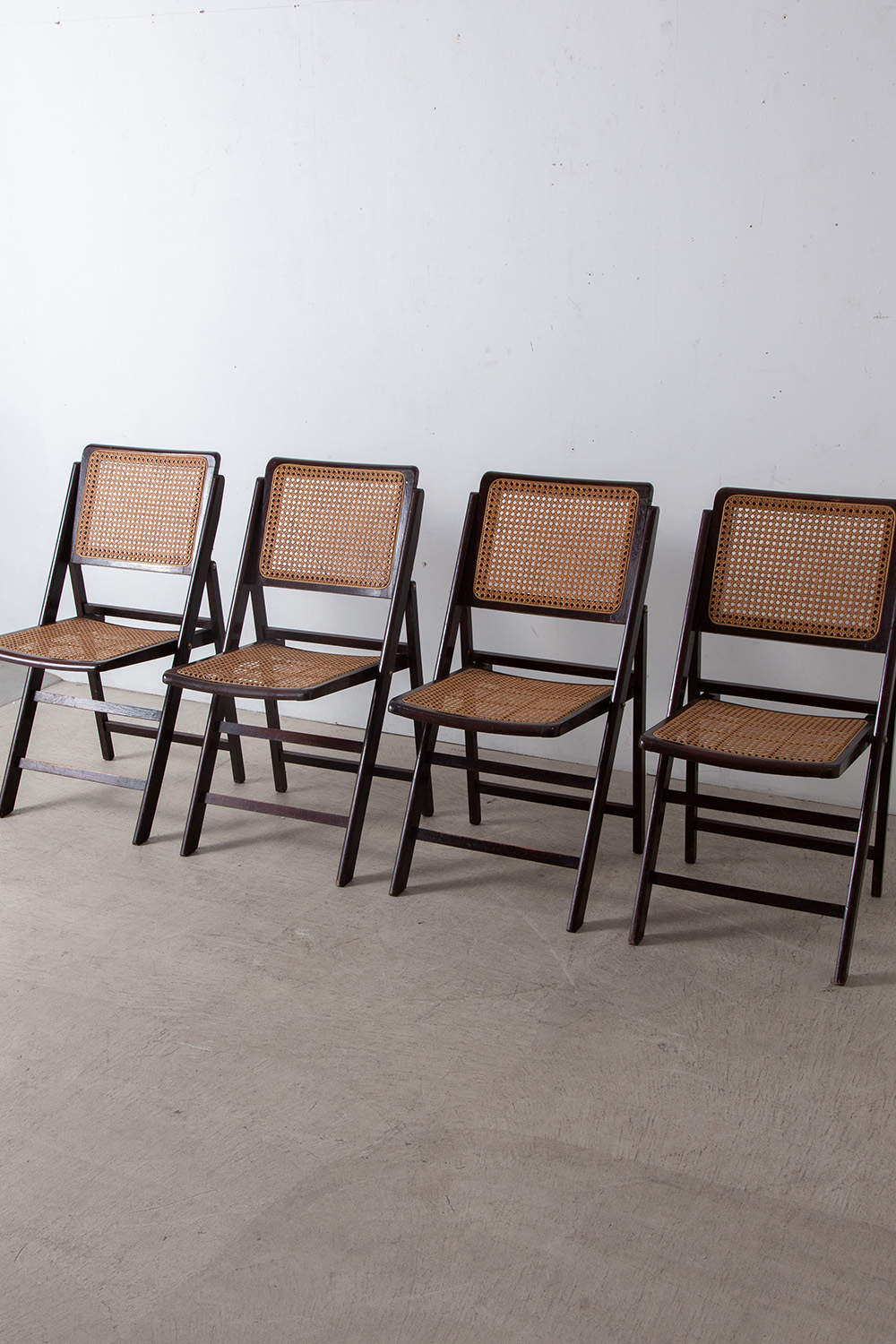 Vintage Folding Chair by Rattan and Wood