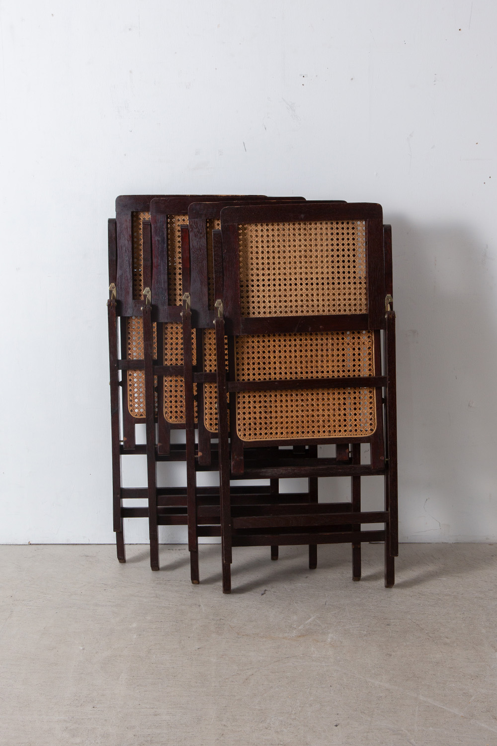 Vintage Folding Chair by Rattan and Wood