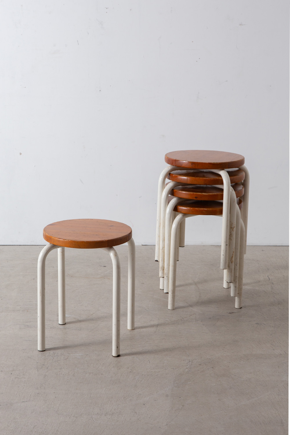 Vintage Stool in Wood and Steel