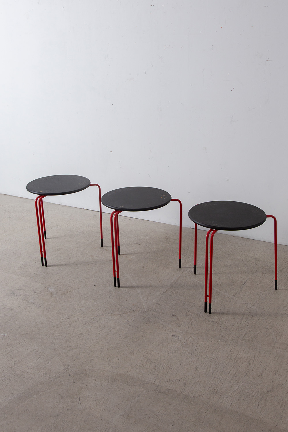 Vintage Stool in Black and Red