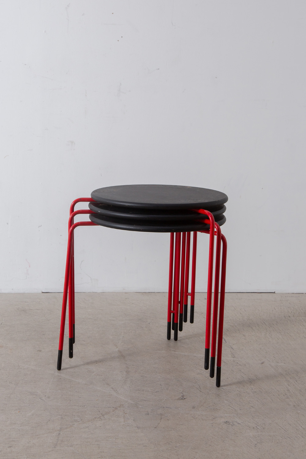 Vintage Stool in Black and Red